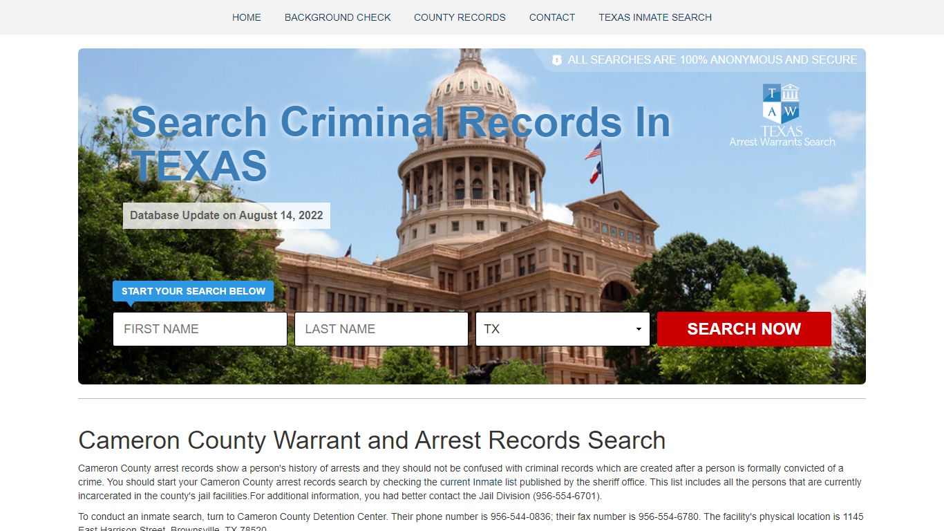 Cameron County Warrant and Arrest Records Search